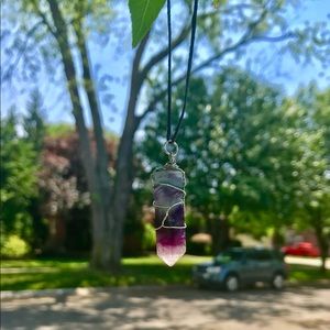 fluorite crystal wire wrapped necklace